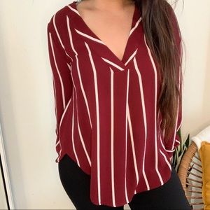 Forever 21 Burgundy Striped Top